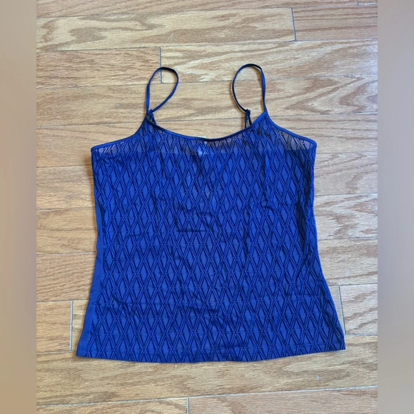 Victoria’s secret Vintage Sheer Velvet Spaghetti strap Tank Navy Blue - Picture 1 of 4